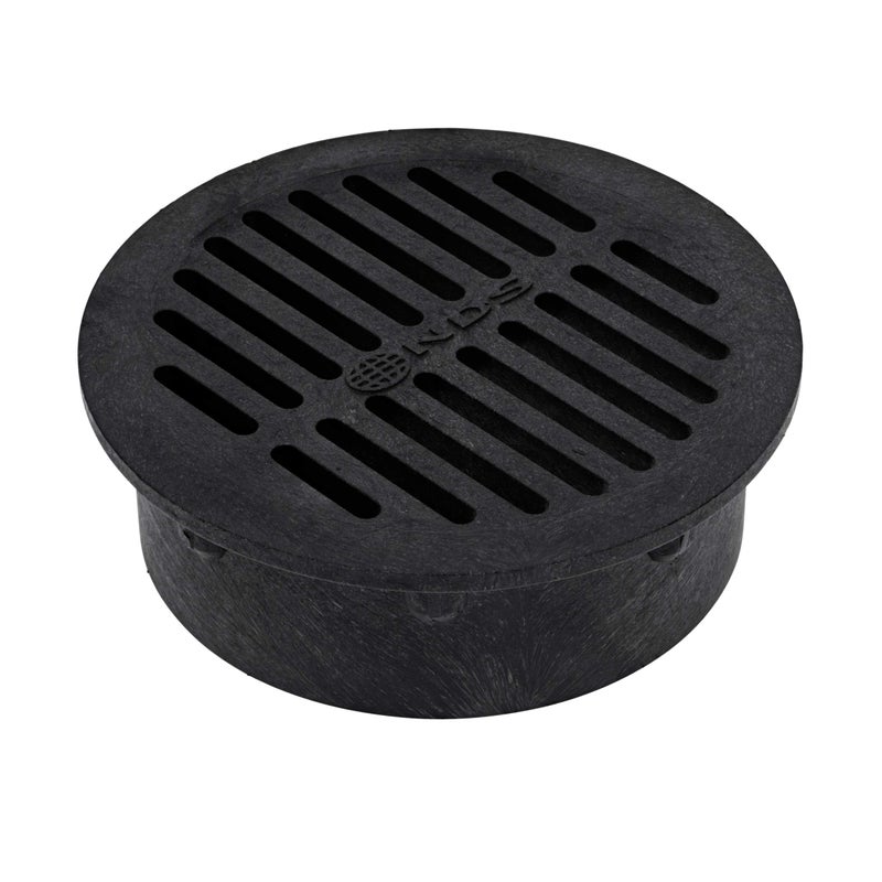NDS 40, Grate Cover, Connects to Round 6 in. Speed-D Catch Basin 6 Inch Drain Pipes & Fittings, for Small Lawns, Landscaping, and Patios, Black Plastic - Image 1